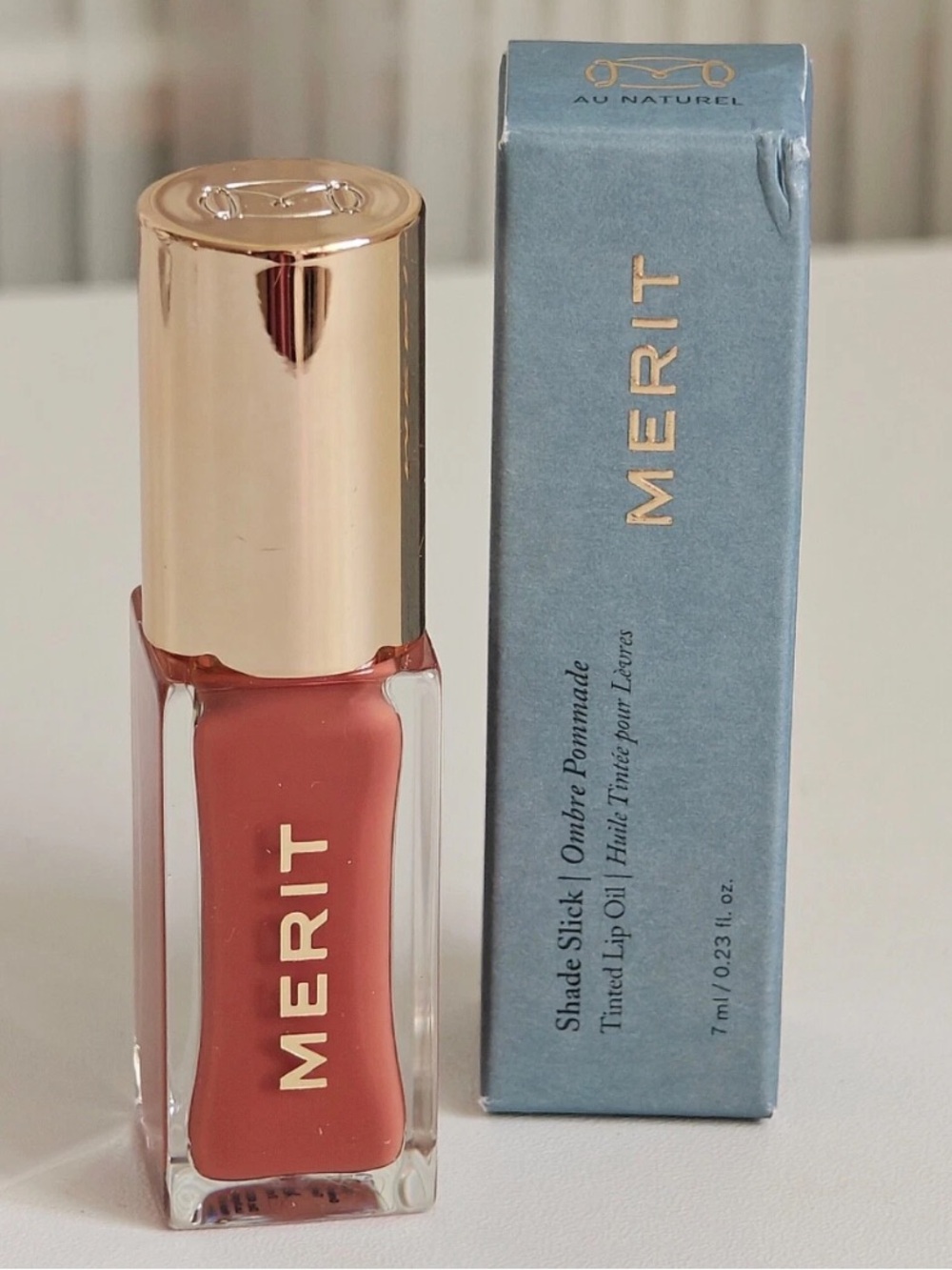 MERIT Shade Slick Gelée Sheer Tinted Lip Oil Au Naturel NEW